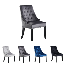 Pn Home - Single Windsor Velvet Dining Chair - Ergonomic Scoop Knockerback And Solid Wood Legs - Tufted Side Chair For Dining Room Kitchen Living Room