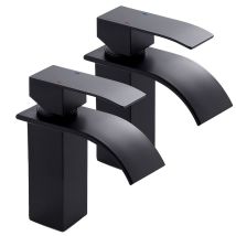 2x Cecipa Waschtischarmatur Wasserhahn Bad Armatur Einhebelmischer Mischbatterie Waschbeckenarmatur Für Badezimmer Waschbecken, Schwarz