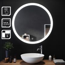 Sirhona - Led Espejo Redondo Baño Con Interruptor Táctil Sensiblae And Función Anti-niebla Espejo De Baño Con Iluminación Led Espejo Redondo Con 