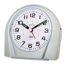Acctim – Europa Alarm Clock Silver – Non-Ticking Sweep Hand – Alarm with Snooze – 11cm x 10.5cm x 6cm – 1 Year Guarantee
