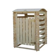 Mülltonnenbox Aus Holz Für 1 Behälter, Massivholz Timbela M606-1, Mülltonnecontainer Holz Mit Rückwand Aufbewahrungsbox