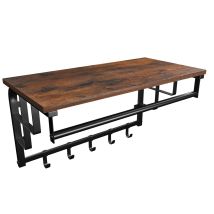 Vasagle - Perchero De Pared Vintage Con Ganchos, Estante De Pared, Estante Mural De Almacenamiento, Estante De Pared Con Barra Colgante, 5 Ganchos, 