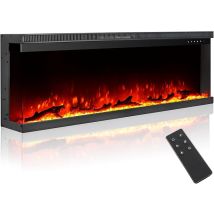 Chimenea Eléctrica De Lujo De 3 Caras, Negra, 1800 W, 50 Pulgadas, Con Panel De Control Remoto, 12 Efectos De Llama Eléctrica, Inserto Multimedia De 