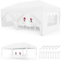 Oxford 420d Gazebo Pliant En Tissu, 6 Panneaux Latéraux, Protection Uv 50+, 3 Positions De Hauteur Réglables, Sac De Rangement, Imperméable Et Robuste