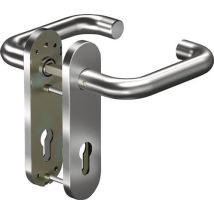 Kurzschildgarnitur CORE+ 8100 – 8 mm – 72 mm – Edelstahl – für Türen 38-63 mm – matt – Drückergriffe