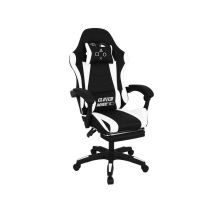 Clutch - Ergonomischer Gaming-stuhl Mit Lendenkissen, Kopfstütze Und Fußstütze Aus Schwarzem Und Weißem Pvc