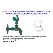 Mibricotienda - Rubinetto Da Giardino Decorativo Pluvia Yd931 Gallo In Ottone 1/2-3/4 Fiore