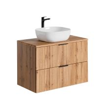 Waschtisch 80cm Adriel Mit 2 Schubladen, Eichenoptik