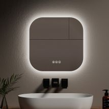 Backlit Illuminated Bathroom Mirror Square 500mm Led Mirror With 3000k / 4000k / 6500k Touch Control, Dimmable, Anti-fog, Energy Saving Electric 