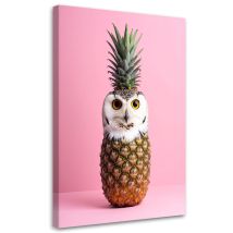 Stampe Su Tela, Gufo Ananas Su Sfondo Rosa Astrazione, 20x30