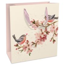 Geschenktasche Vögel Mit Kirschblüten 18 X 21 Cm Geschenkpapier