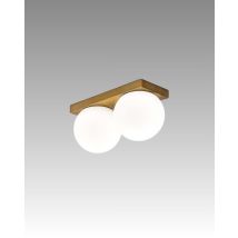 Plafonnier Led Série 8378 En Laiton Bruni, 2x8w 3000k, Design Moderne Avec Diffuseurs En Verre Soufflé Satiné, Ip40 - Perenz Luminaire Élégant