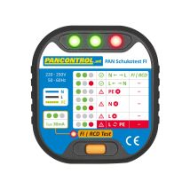 Pancontrol Steckdosen-Prüfer + FI-Tester – 220-250 V – 30 mA – CAT III 300 V – 114 g – 66 x 61 x 62 mm