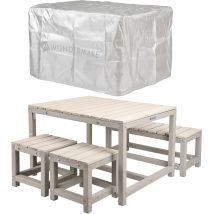 Wondermake Design Kindersitzgruppe Outdoor Garten Holz Mit Abdeckung, Kinder-sitzgarnitur Indoor Picknick-gruppe Ab 3 Jahre, Beige Grau