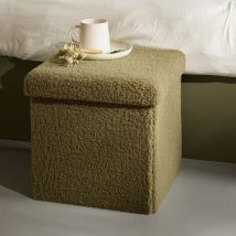 Pouf Coffre Bouclette Carré "teddy Matcha" La Factory - Teddy Matcha Kaki - Teddy Matcha Kaki -