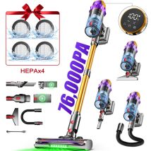 Aspirateur Balai Sans Fil 76000pa 600w Avec Écran Tactile – Aspirateur À Main Rechargeable Pour Poils D’animaux, Tapis & Sols Durs, Autonomie 70 Min, 