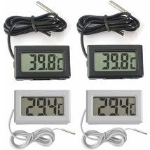 Mini Digital Lcd Thermometer Temperature -5070 Temperature Sensor Tester For Fridge Freezers Aquarium (2x Black 2x White)