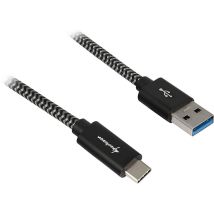 Sharkoon Usb 3.2 Gen 2 Kabel, Usb-a Stecker > Usb-c Stecker ,schwarz/grau, 1 Meter, Gesleevt