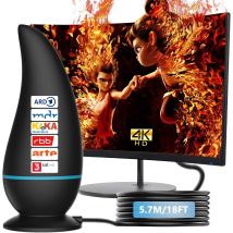 Upgrade Antenne Tv, Antenne Tv Intérieure Puissante Tnt Hd,antenne Intérieure Hdtv Pour Tv Longue Portée Et Réception À 360° Amplificateur De Signal 