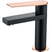 Essebagno - Allure Mezclador Bajo De Lavabo En Negro Y Oro Rosa