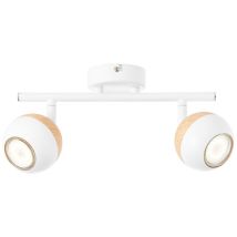 Brilliant - Lampe Scan Led Spotrohr 2flg Weiß/holz Hell 2x Led-par51, Gu10, 3w Led-reflektorlampen Inklusive, (250lm, 3000k) Köpfe Schwenkbar