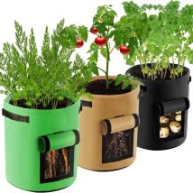 Pflanzsäcke, 3er-packung, Vlies-pflanzsäcke Mit Griffen, Atmungsaktiv Und Robust, Für Kartoffeln, Erdbeeren, Blumen Und Gemüse – Fei Yu