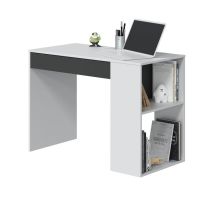 Usinestreet - Mesa De Escritorio Masster Con 1 Cajón En Blanco Artik Y Gris Antracita Con Estilo Moderno 73x101x50 Cm