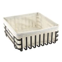 Apollo – Large Flat Iron Fruit Basket with Linen Insert – 18 x 18 x 12.5 cm