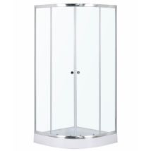 KERRA Duschwand 90 x 90 cm 4 mm Glas Aluminiumprofil Doppel-Schiebetür Transparent Modernes Design