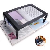 Denuotop - Reading Magnifier, Magnifying Glass With Led Light, Hands-free Rectangular Magnifying Glass With 3x Magnification, 4 Led Lights And Folding