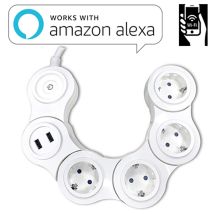 Rubilec - Regleta De Enchufe Flexible 4x16a +2 Usb 5v/2,4a Con Interruptor Controlado Por Wifi. Compatible Con Google Home