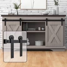 Jn.songs - Mini Binario Per Porta Scorrevole Kit Fienile Porta Doppia Hardware 1.5 M/4.92ft Per Armadi Mobili Tv Mobili