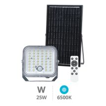 Proyector Solar Led Pamol Con Sensor De Movimiento Y Crepuscular 25w 6500k Ip65 Negro