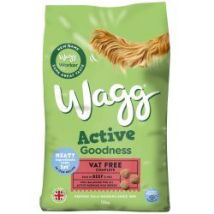 Wagg Active Goodness Beef – 12kg – Complete Working Dog Food with 28% Meat Ingredients, Natural Prebiotics