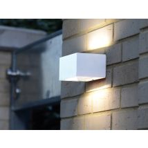 Lutec - Eckige Led Außenwandlampe Gemini Up And Down Aus Alu Weiß 14cm Breit, Ip54