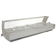Monster Shop – Electric Bain Marie with 4 GN 1/2 Pans – 1.5kW – 30-85°C Temperature Range – 120cm Wide