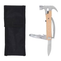 Martillo multifuncional 15 funciones – Acero inoxidable – 7,5 x 2 x 13 cm – Mango de madera ligera
