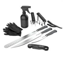 Set 18 Utensili Pit Boss Per Barbecue Guanti Coltelli Artigli Spruzzino Termometro Digitale - 41129