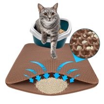 Karathomeliving - Tapis De Litière Pour Chats Charly Design En Nid D'Abeille À Deux Couches Lavable Antidérapant Marron