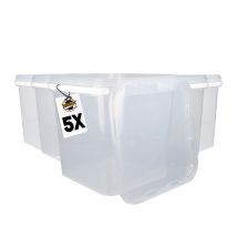 5x Seau En Plastique Avec Couvercle, Pp, Carré, Transparent 10,8 L