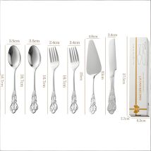 Service À Dessert 6 Pièces En Inox Style Baroque – Avec Spatule À Gâteau Et Couteau À Pizza, Design Relief Haut De Gamme, Argenté – Idée Cadeau