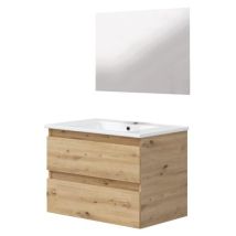 Ondee Zen - Meuble Salle De Bain À Suspendre Lila - 60cm - 2 Tiroirs -bois - Miroir