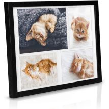 2x Cadres Photo 10x15 Cm & 15x21 Cm Pour 4 Photos, Noir
