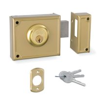 Cerradura sobreponer 120mm derecha – Esmaltado dorado – Acero