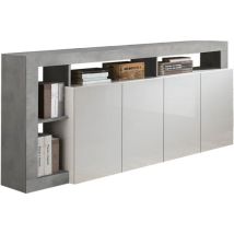 Maestro Ferretero - Madia 4 Ante Linea Frame In Bianco Lucido E Cemento