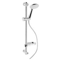 Ducha de mano anticalcárea con jabonera – Acero inoxidable cromado – Manguera de 150 cm – 5 chorros – Diámetro 10,5 cm