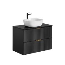 Waschtisch 80cm Adriel Mit 2 Schubladen, Mattschwarz