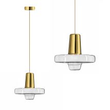 Toolight - Pendant Led Lamp App553-1cp Glass Metal Gold Round 1-light Point 25x25x12-92cm
