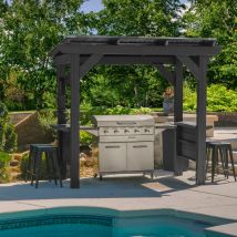 Backyard Discovery Rockport Galvanised Steel Outdoor Bbq/grill Gazebo With Powerport 2.6m X 1.6m (8ft X 5ft)