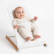 Childhome - Babywippe Schaukelstuhl Säugling Baby Wippe Bouncer Babyschaukel, Mesh Netz Weiß, Max. 9kg, Buche Stahl, Bxlxh 46x74x56 Cm